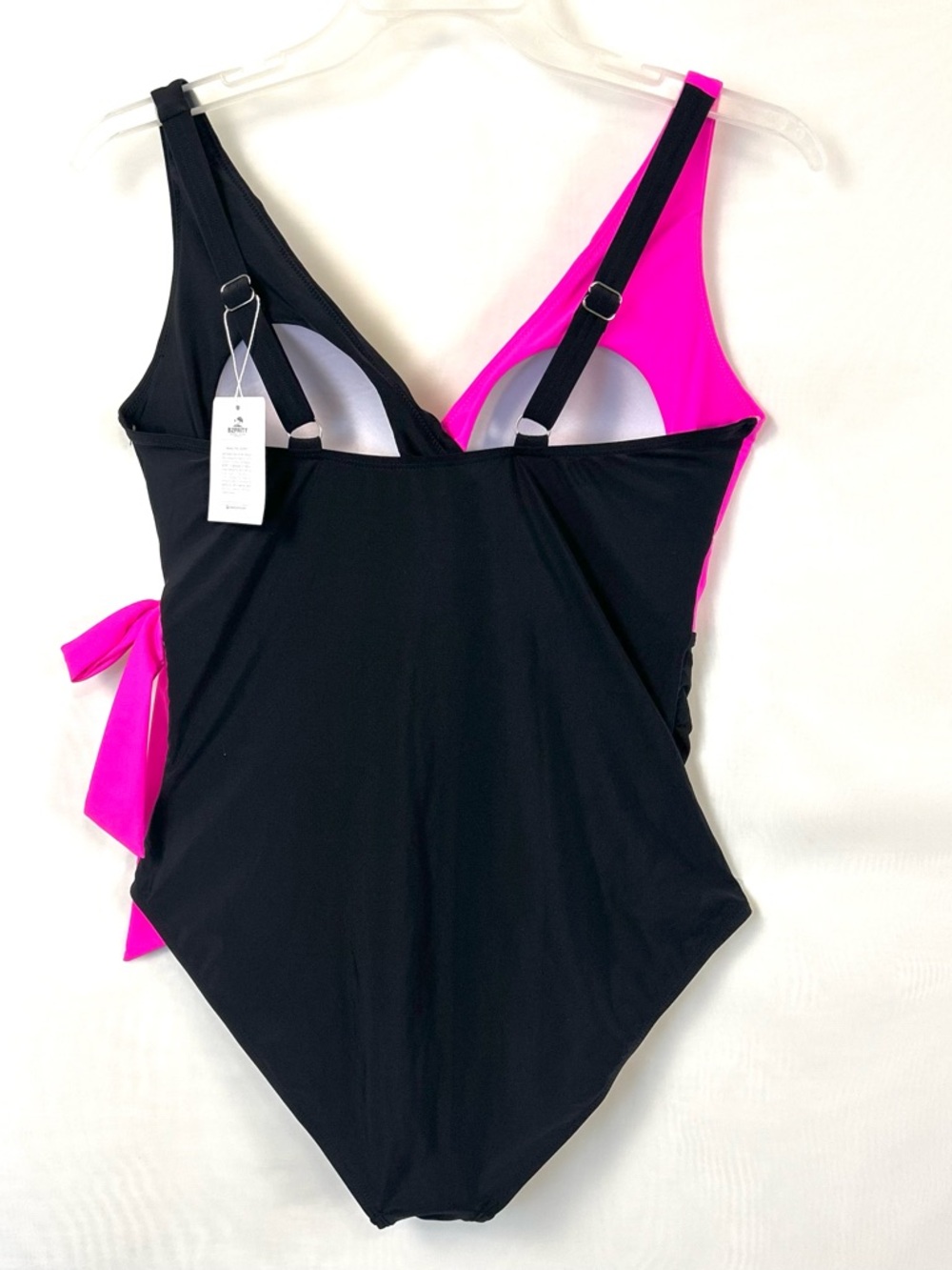 New B2Prity Women’s One Piece Wrap Style Pink and Black Swimsuit / XL - Picture 5 of 9